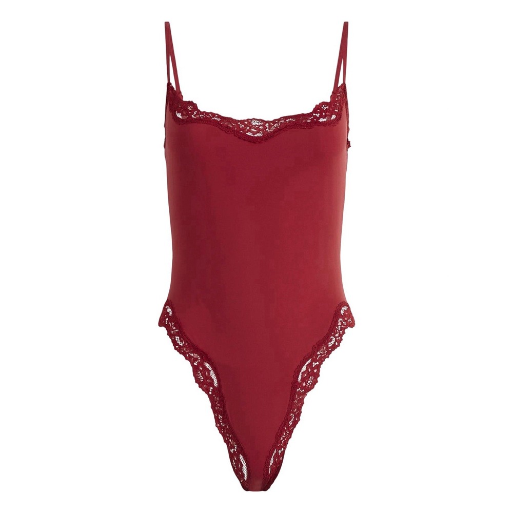 Skims Fits Everybody Lace Thong Cami Bodysuit - NEW - Brick - Large